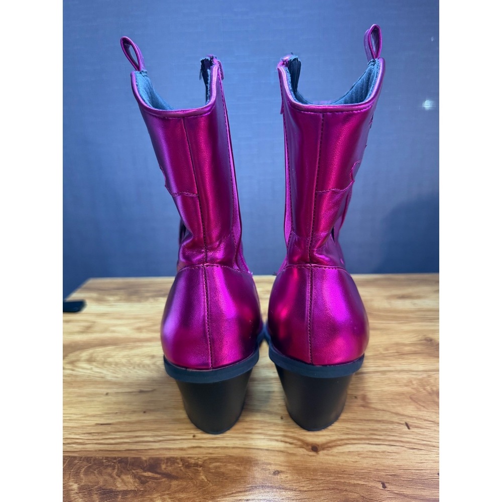 Torrid Metallic Pink Western Cowboy Boots Square Toe Side Zip Fuchsia 8.5WW New - Picture 3 of 5